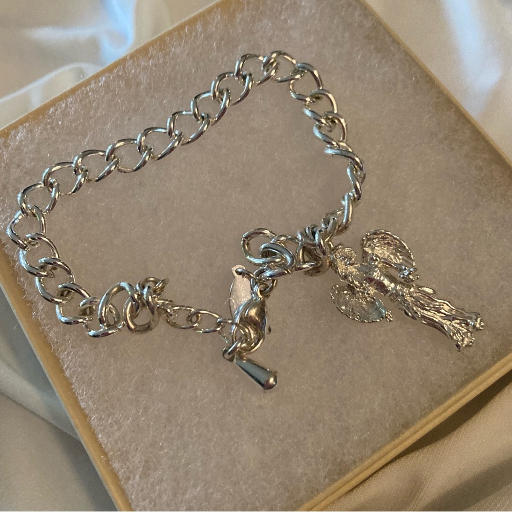 Angel Stainless Steel Silver Chain Bracelet Adjustable Lobster Claw Clasp